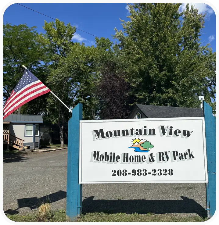 A sign for mountain view mobile home and rv park.